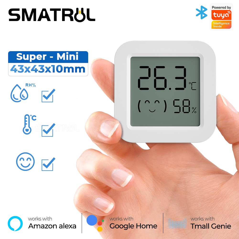 SMATRUL Tuya sensor De Temperatura E Umidade mini display digital LCD Compatível Com Bluetooth APP em Oferta na Shopee