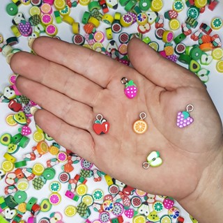 Pingentes Fimo Diversos Infantil Frutinha Flor Smile Rostinho 50un 50g