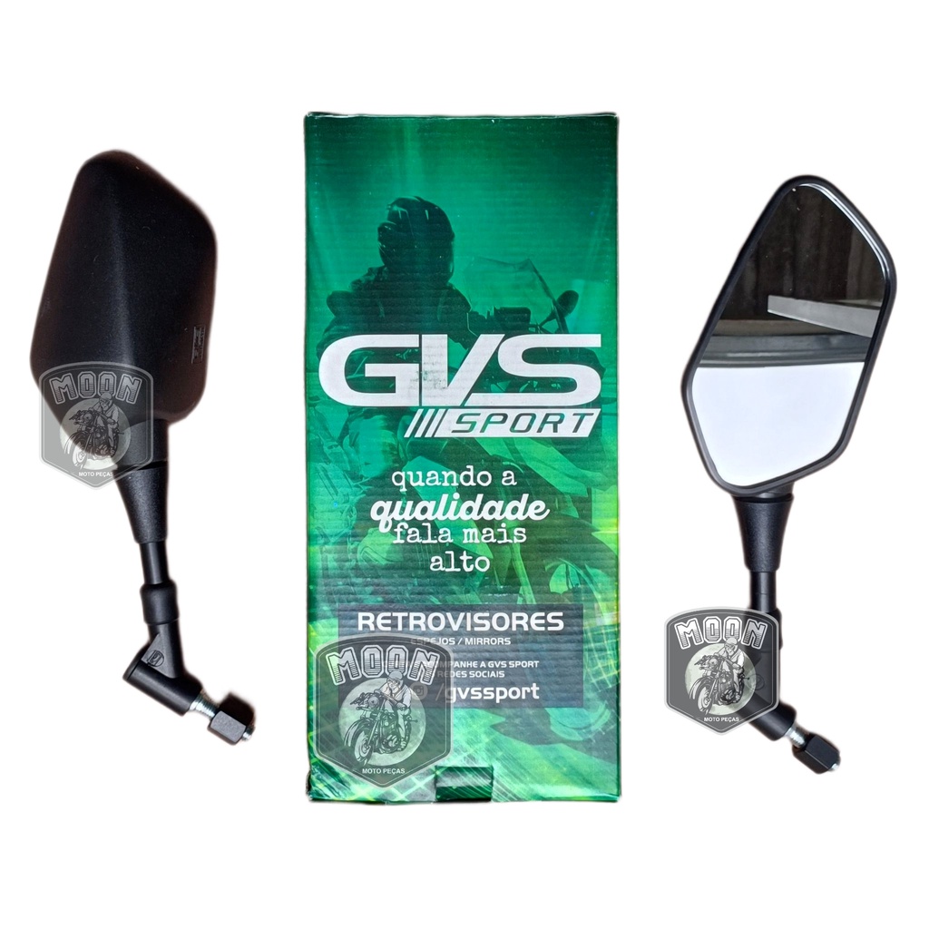 Retrovisor GVS Com Giro 360 Lente Convexa Original Rosca Honda - Yamaha PAR em Oferta na Shopee