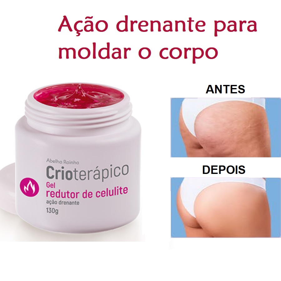 Gel redutor de Celulite Ação Drenante Crioterápico - Abelha Rainha 130g