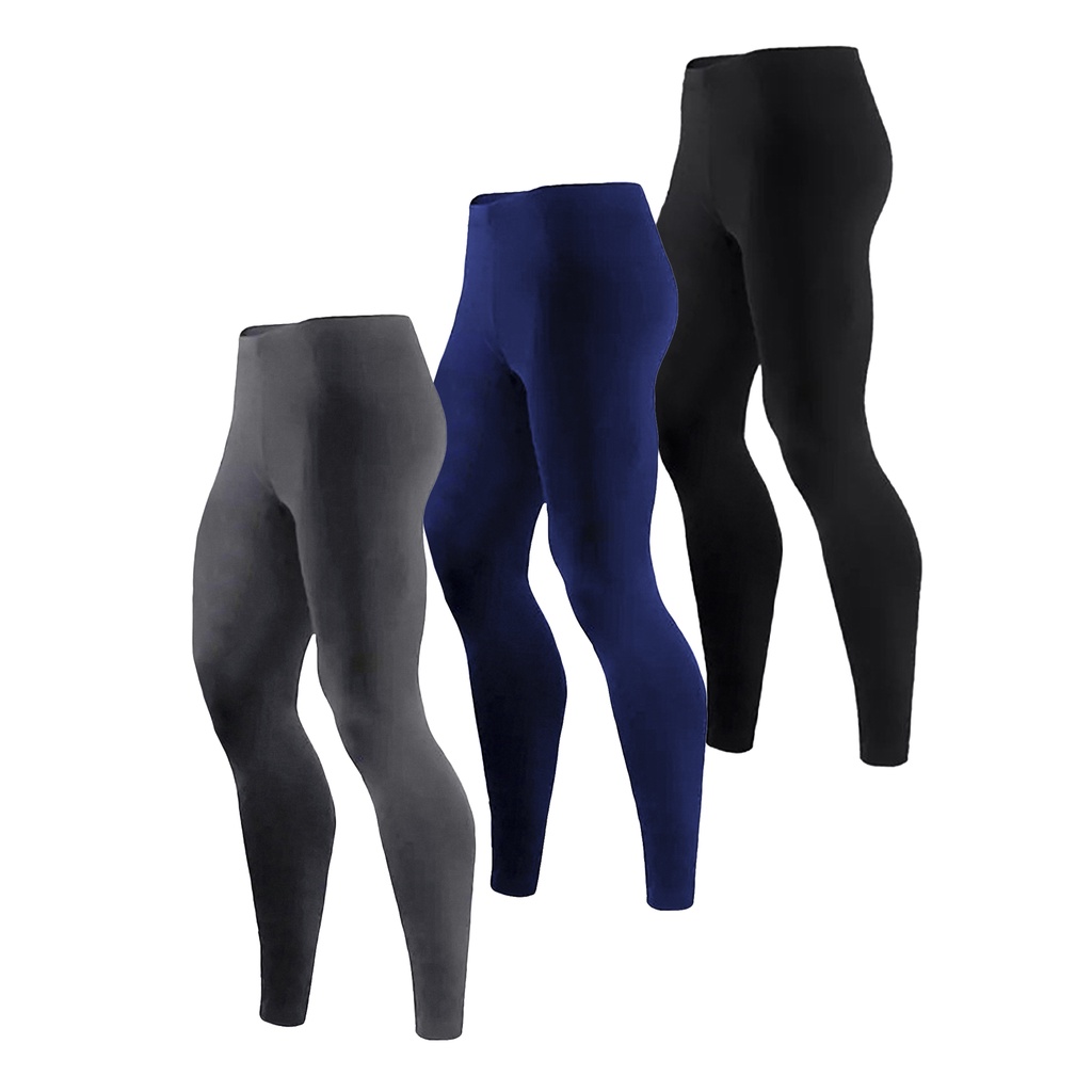 Kit 3 Calça Térmica Segunda Pele Masculina Esportiva Proteção Uv 50fps+