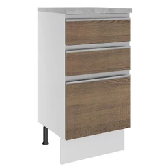 Balcão Armário de Cozinha 40 cm 3 Gavetas Branco/Rustic Glamy Madesa
