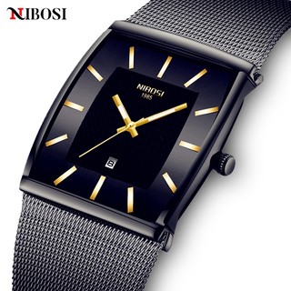 NIBOSI Design Quadrado Relógios Masculinos De Luxo Ultra Fino À Prova D