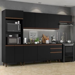 Cozinha Completa Madesa Reims 320001 com Armário e Balcão - Preto