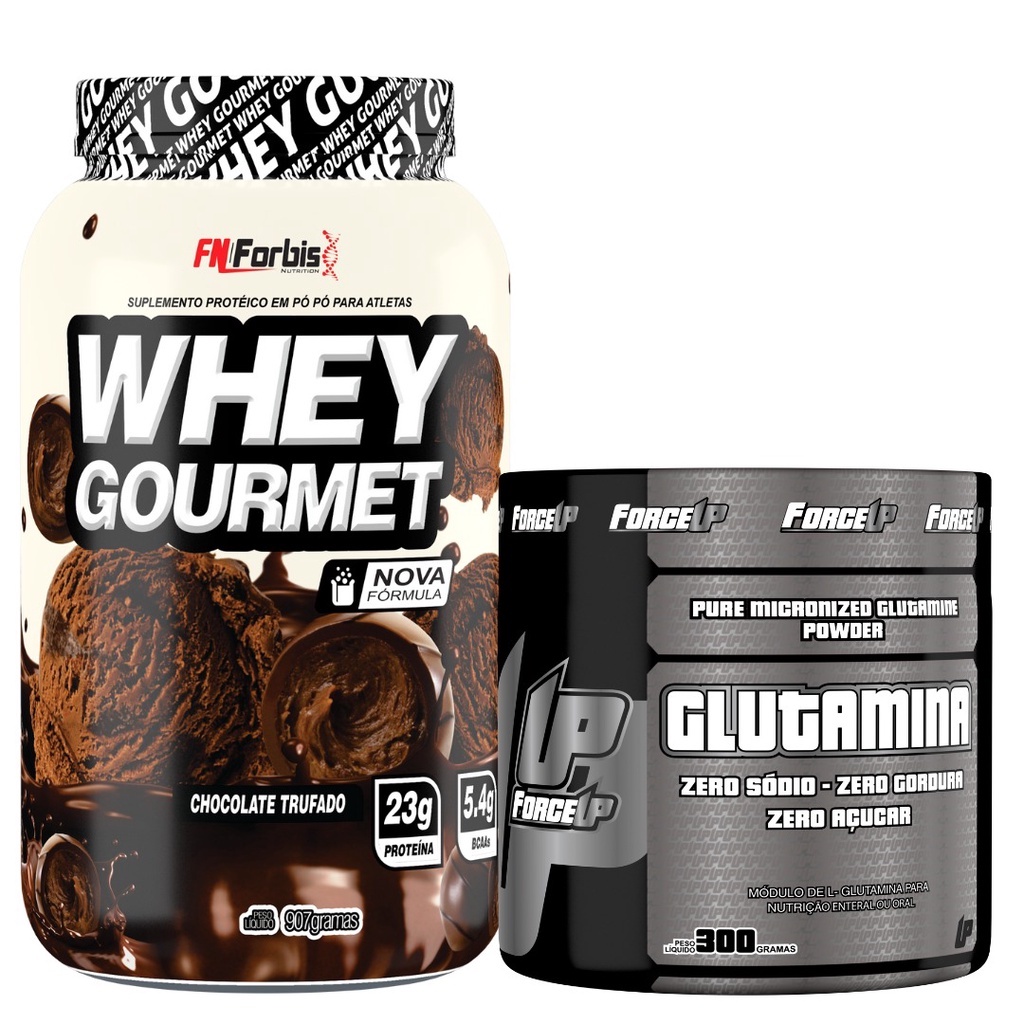 Kit Whey Protein Gourmet FN Forbis Pote 907g + Glutamina Micronizada