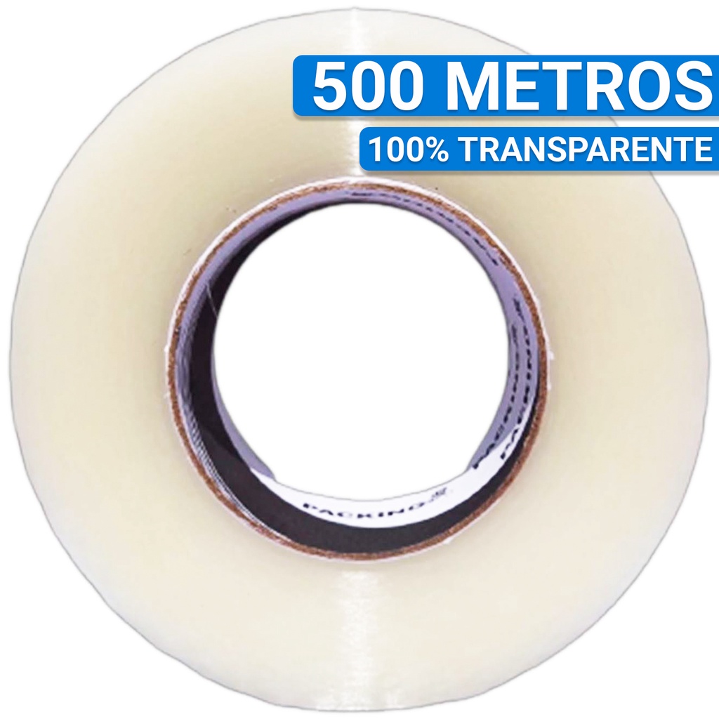 Kit 15 Unidades de Fita Adesiva Transparente Larga 500 Metros – Durex 500m Rolo Grande Para Embalar Caixas e Encomendas Original 100% Transparente - Marca Packing