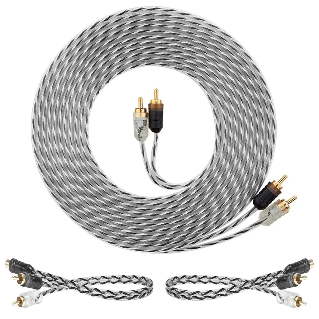 Kit Cabo 5 Metros Taramps RCA Injetado Stereo + 2 Cabos Y 1 Fêmea 2 Machos em Oferta na Shopee