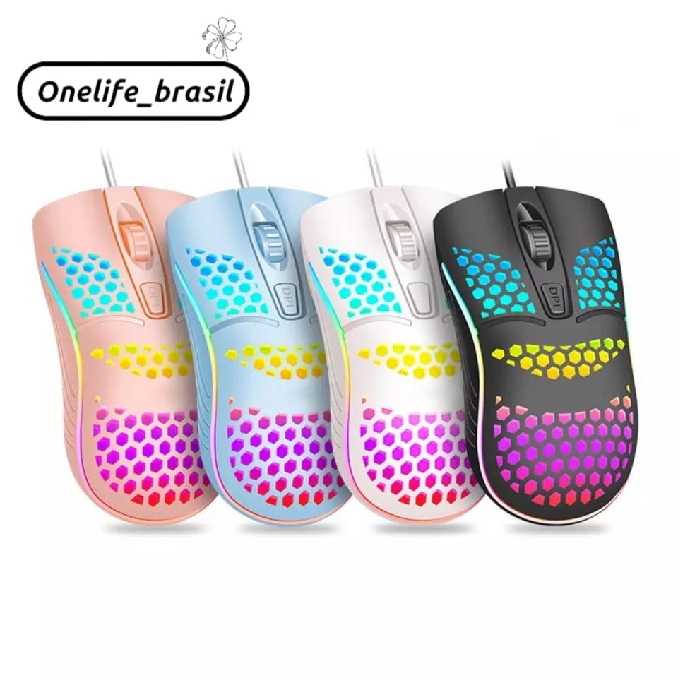 Mouse Óptico Led Mouse Gamer Usb Jogos Com Rgb Ultra Leve Ps4 Ps5 Pc Notebook design ergonômico