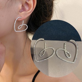 Rhinestone Love Coreano Temperamento Exclusivo Design Único Brincos Simples De Moda