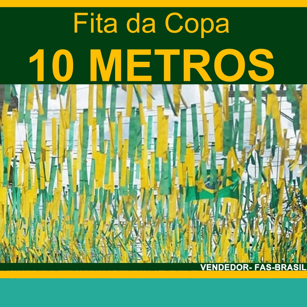 Decoração Copa Do Mundo - Enfeite de Rua - Varal de Fitas Verde e Amarelo 06-2026-001