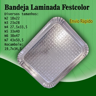10 Bandeja Laminada Prata Retangular Festcolor (10 unidades) em Oferta na Shopee