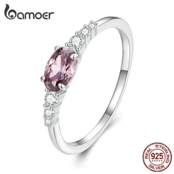 Bamoer 925 Prata Simples Brilhante Anel De Zircônia De Múltiplos Tamanhos Joalheria Da Moda Para Mulheres E Casais