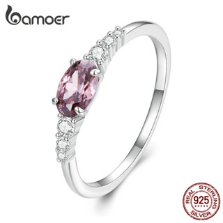 Bamoer 925 Prata Simples Brilhante Anel De Zircônia De Múltiplos Tamanhos Joalheria Da Moda Para Mulheres E Casais