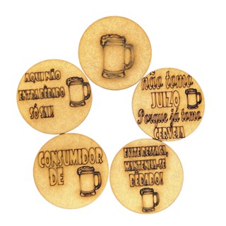 Kit com 6 ou 12 Porta Copos MDF Cru 3mm Descanso de Copo para Bebida Mesa Copo Bar