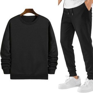 Kit Moletom Careca Gola Redonda Calça Algodão Liso Sem Estampa Masculino e Feminino