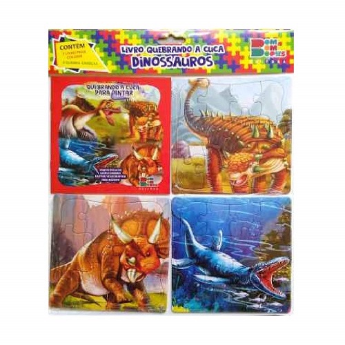 Quebrando a Cuca - Dinossauros 1 Livro Para Colorir e 3 Quebra-cabeças