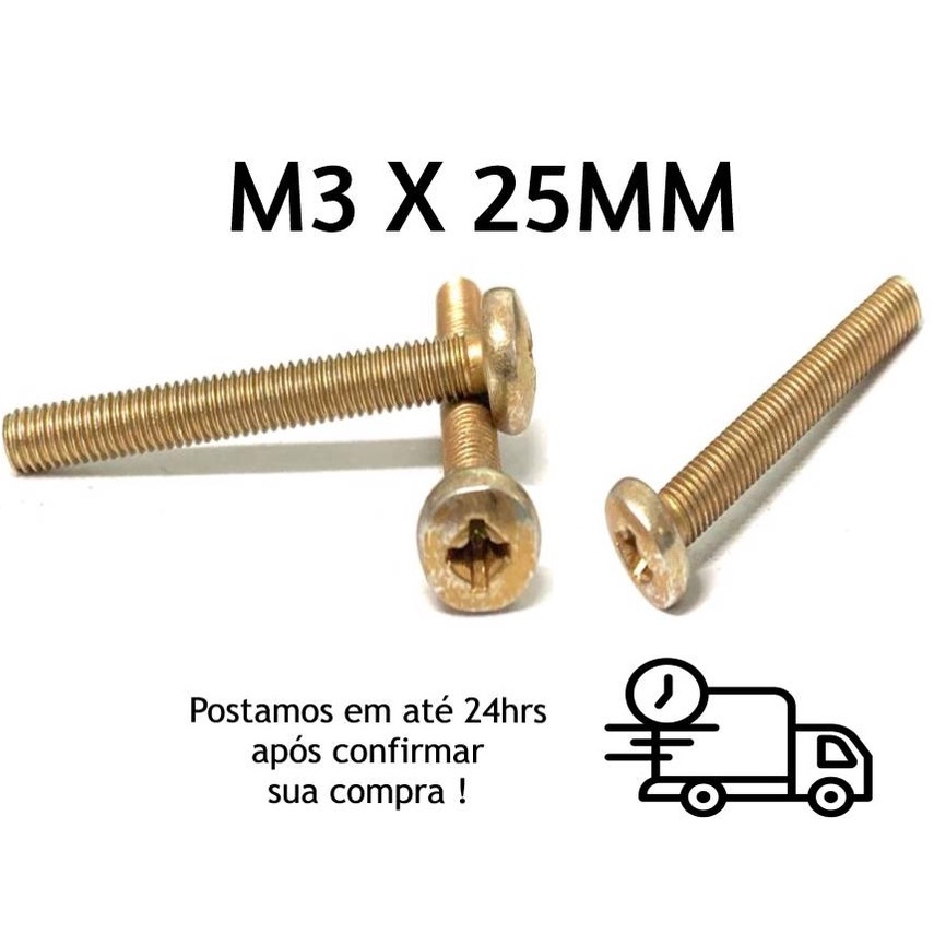 100 Peças Parafuso Máquina Cabeça Panela Phillips M3 25mm