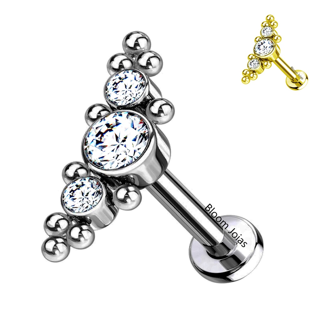 Piercing Titânio Hipoalergênico Cluster Indiano Com Zircônias em Oferta na Shopee