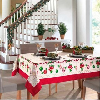Toalha de Mesa Retangular Genebra Döhler 8 lugares Natalina