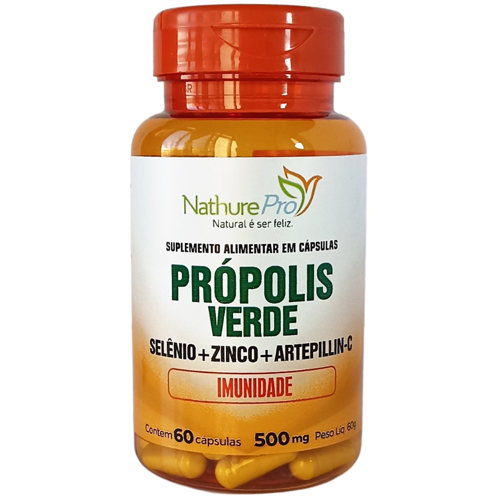 Própolis Verde (Selênio + Zinco + Artepillin-c) 60 Cápsulas 500mg - PRONTA ENTREGA!!