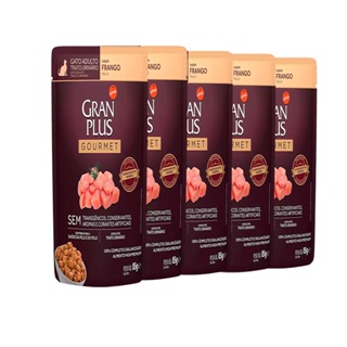 KIT 5 Ração Úmida Gran Plus Sachê Gatos Gourmet Trato Urinário Frango - 85g em Oferta na Shopee