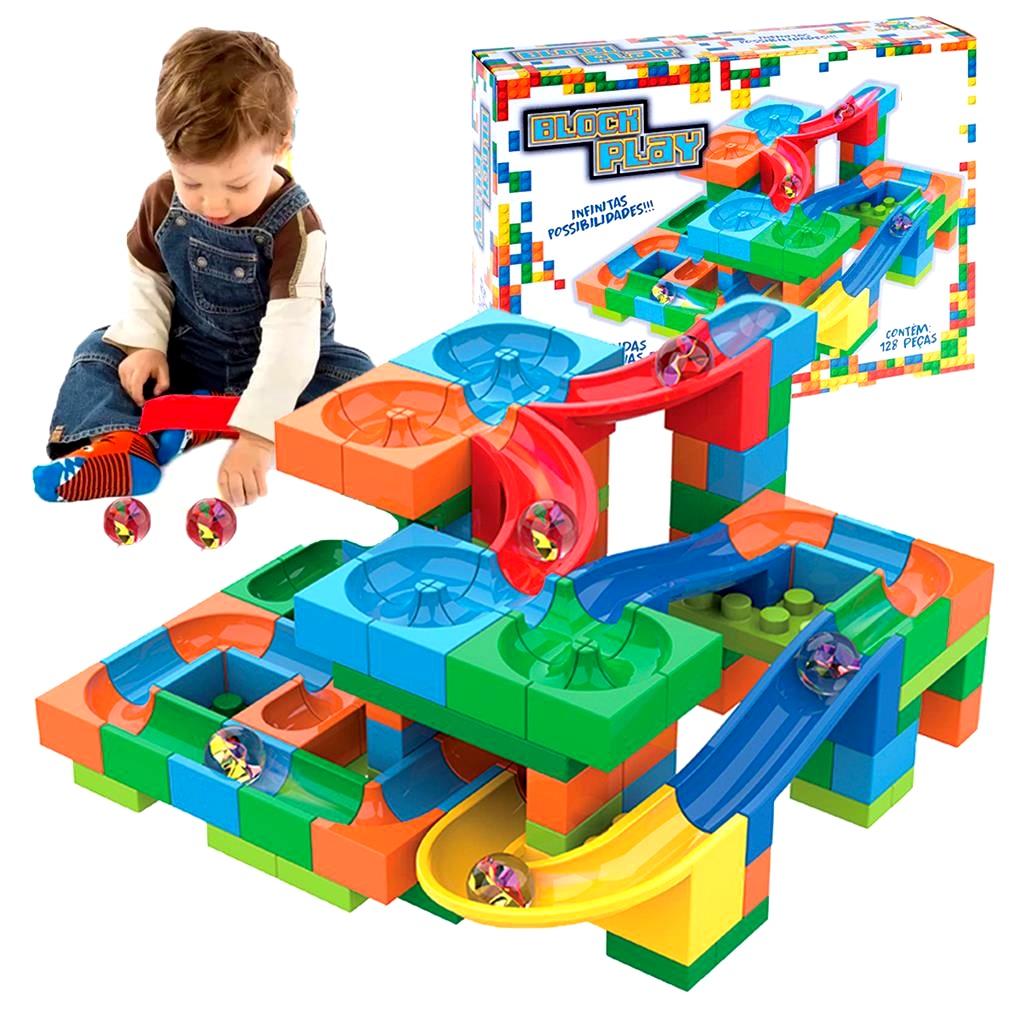 Pista De Bolinhas De Gude Blocos De Montar 128 Pçs Labirinto | Shopee ...