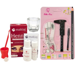 Kit Designer Sobrancelha Henna Makiaj Pincel Duplo Lapis Dermatografico Paquímetro Dappen 6 Moldes em Oferta na Shopee