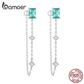 Bamoer 925 Prata Simplicidade Verde Zircônio Brinco De Orelha E Brincos De Corrente Aqua Joalheria Da Moda Para Mulheres em Oferta na Shopee