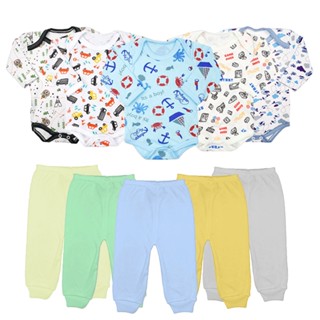 Kit 10 Peças Roupinhas de Bebê Body Longo Estampado e Mijão
