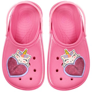 Sandália Infantil Babuche Feminina Menina Bebe Criança Antiderrapante Borracha Unicórnio Coração Colorido Moda Blogueira Chinelo Calce Fácil Confortável Macio Leve Fofo