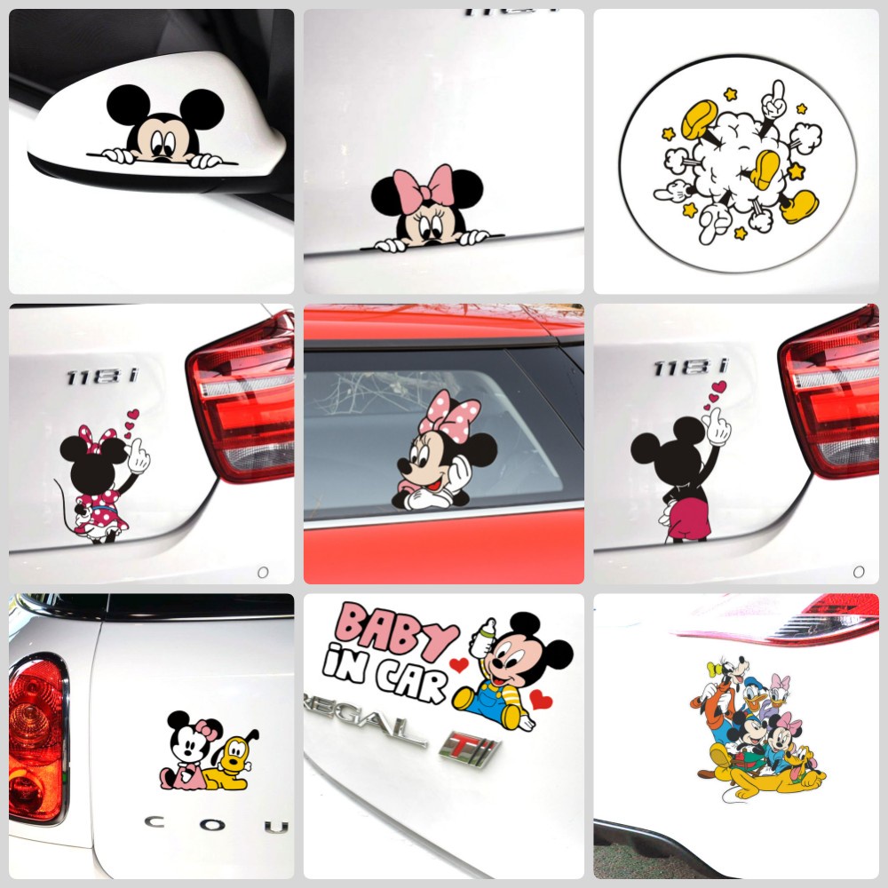 Adesivos De Carro Mickey Mouse Minnie Dos Desenhos Animados Bonito Adorável Decalques Para Tampa Do Tanque Combustível J