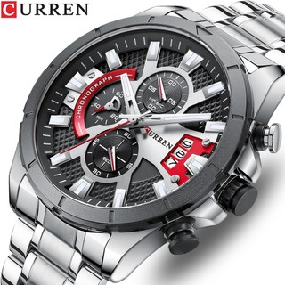 CURREN Novo Moda Relógios Para Homens Casual Luminoso Black Siver Face Com Banda De Aço Inoxidável À Prova D