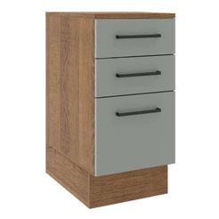 Balcão Armário de Cozinha 40 cm 3 Gavetas Rustic/Cinza Agata Madesa