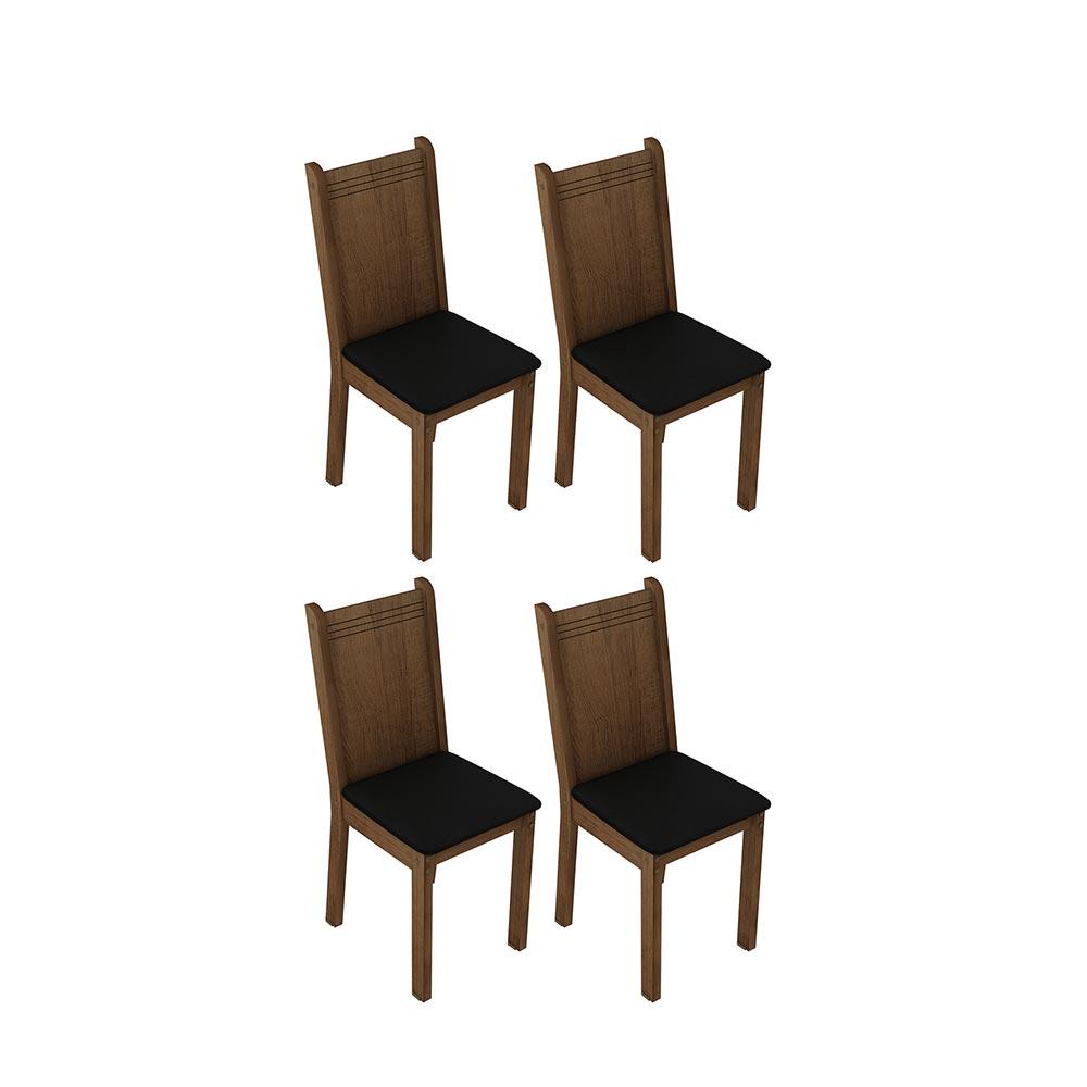 Kit 4 Cadeiras 4290 Madesa - Rustic/Preto - Home & Living