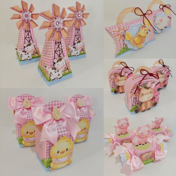 ENVIO RAPIDO Kit festa LEMBRANCINHAS personalizadas fazendinha aquarela EM  3D ANIVERSARIO  caixa caixinha desmontados