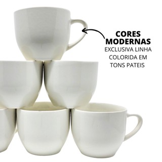Kit 6un Jogo Xicara Café Chá Porcelana Branca 170ml chicara NFE