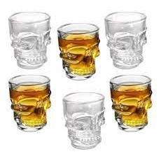 Kit 6 Copos De Vidro Shot Dose Tequila De Caveira 50ml