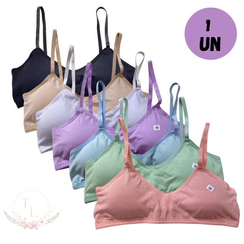 Sutiã Top Adulto Juvenil Com Bojo Soft Removível Em Cotton Tecido Macio Menina Moça Teen