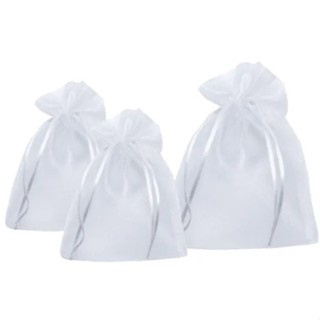 Kit 10 Sacos de Organza Cor Branco Tamanhos Diversos