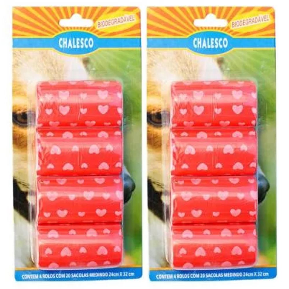 2 Cartelas de Refil de Saquinhos Sacola Cata caca Chalesco - Sacolas Biodegradáveis pega fezes - Vermelho