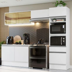Armário de Cozinha Completa 260cm Branco Diamante Madesa 02