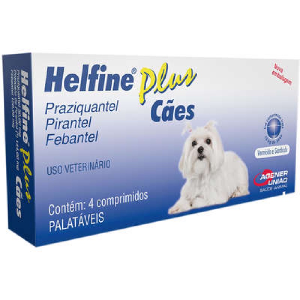 Vermifugo Para Caes Helfine Plus 4 Comprimidos Agener - Pets