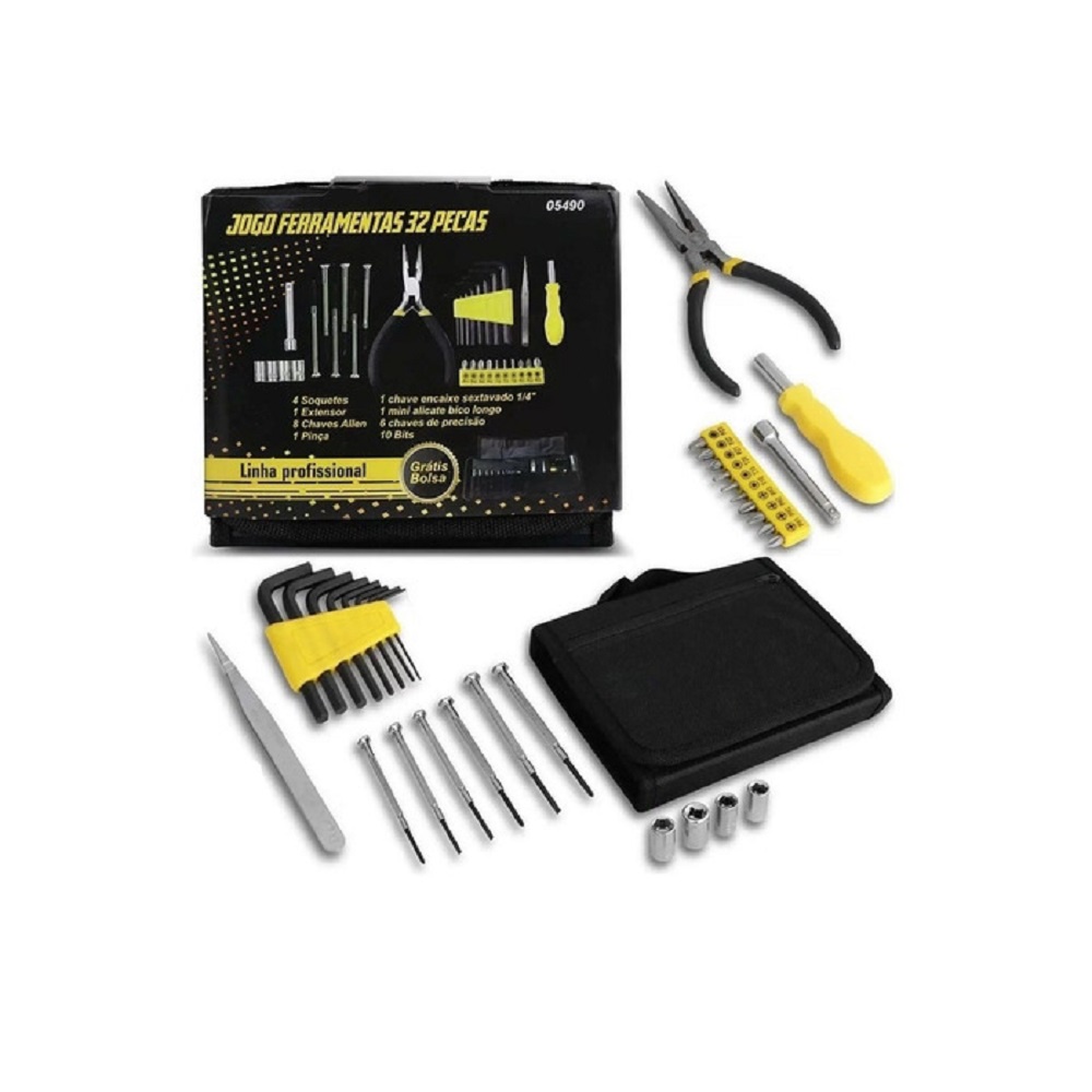 Kit Ferramentas Manuais 32 Peças + Estojo 5490 Titanium em Oferta na Shopee