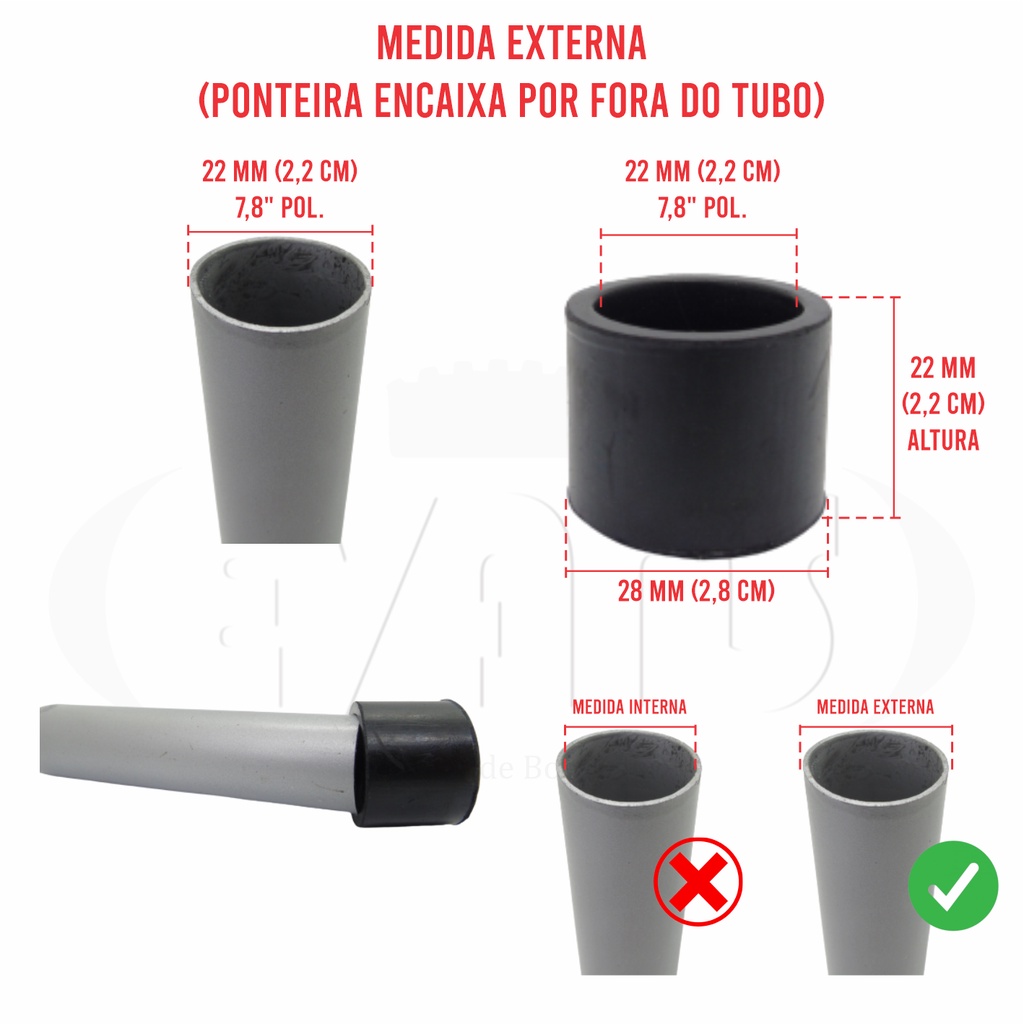 Ponteira Pé Borracha Para Cadeira Mesa 7/8 Pol. Externa em Oferta na Shopee