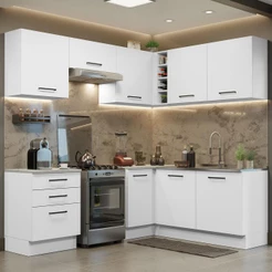 Cozinha Completa de Canto Madesa Agata 399002 com Armário e Balcão (Sem Tampo e Pia) - Branco