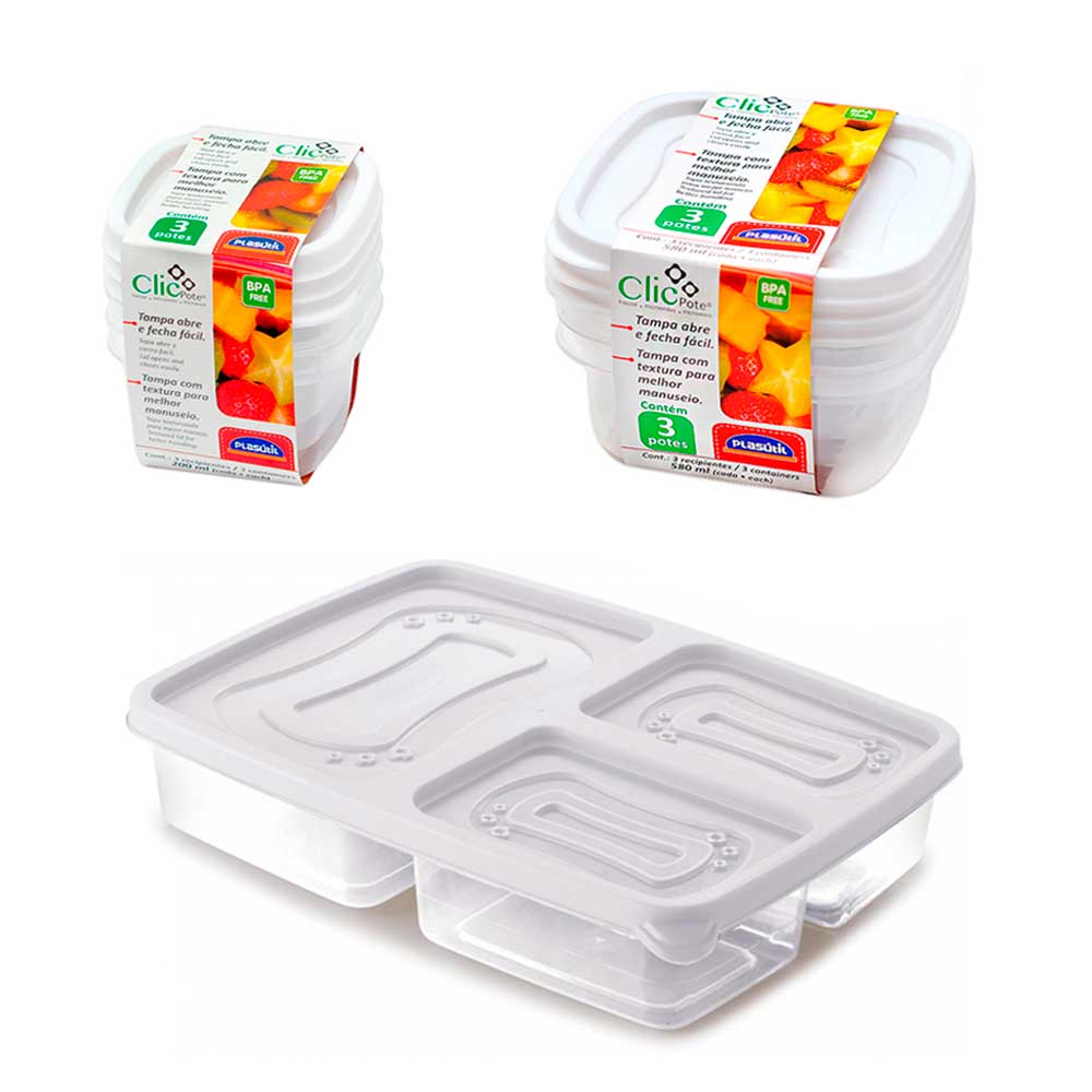 Conjunto 7 potes com tampa porta frios frutas alimentos mantimentos comida fitness vasilha marmita geladeira freezer microondas tapauer tapoer tapuer
