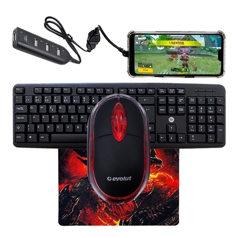 Teclado e Mouse Kit Mobilador Gamer Completo Barato Menor Preço Celular Free Fire Pubg Call Of Duty - Miniatura 2