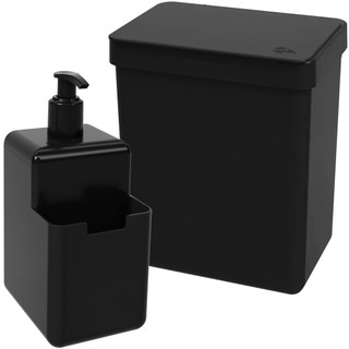 Lixeira 2,5 L Com Tampa + Porta Detergente Bucha Pia Cozinha em Oferta na Shopee