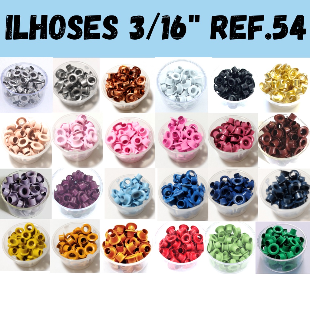 10 Ilhoses de Ferro 3/16'' - ref. 54 (várias cores)