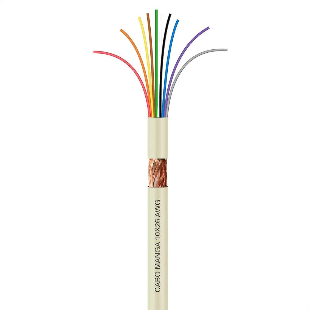 Cabo Manga 10x26 Awg - Com Blindagem Bege - 40 Metros